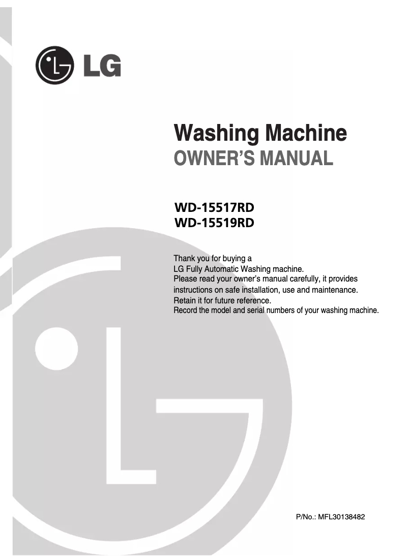 Página 1 del manual Manual de usuario LG WD-15519RD