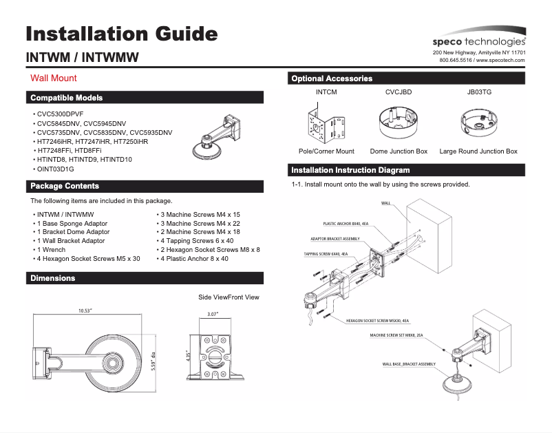 Página nº 1 - Manual de usuario Speco Technologies INTWMW