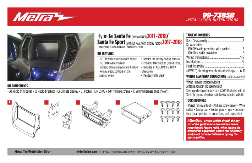 Página 1 del manual Manual de usuario Metra 99-7385B
