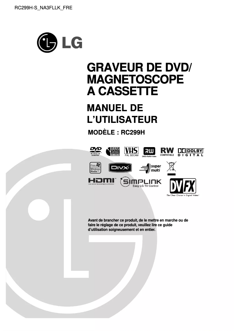 Imagen de la primera página del manual del dispositivo RC299H