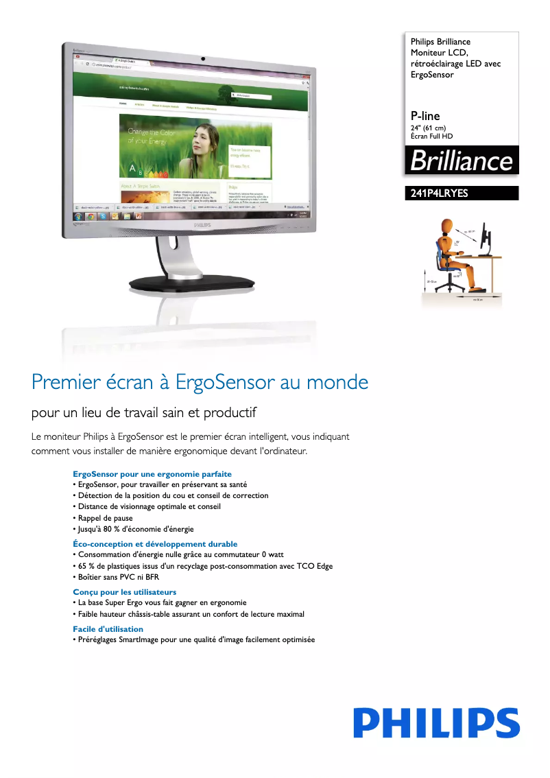 Página 1 del manual Ficha técnica Philips Brilliance 241P4LRYES