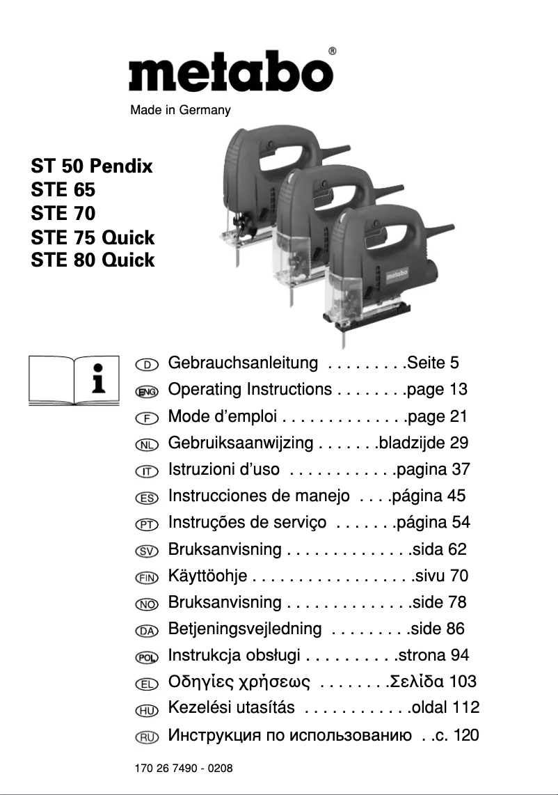 Imagen de la primera página del manual del dispositivo STE 80 Quick