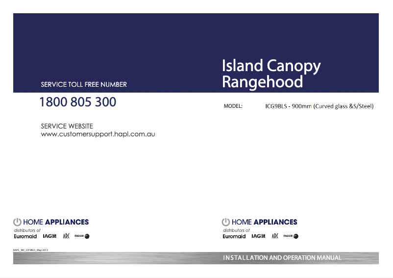 Imagen de la primera página del manual del dispositivo ICG9BLS