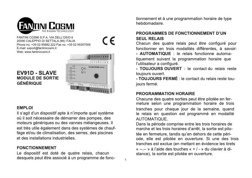 Imagen de la primera página del manual del dispositivo EV91D