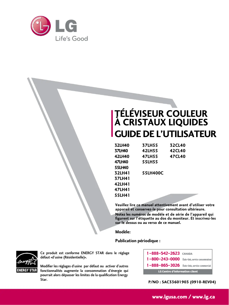Imagen de la primera página del manual del dispositivo 42LH41