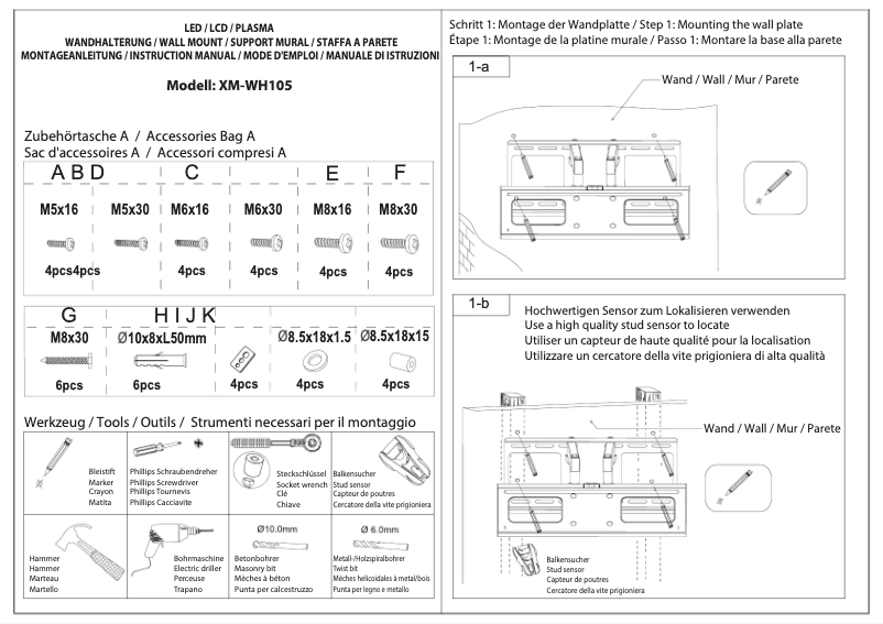Imagen de la primera página del manual del dispositivo XM-WH105