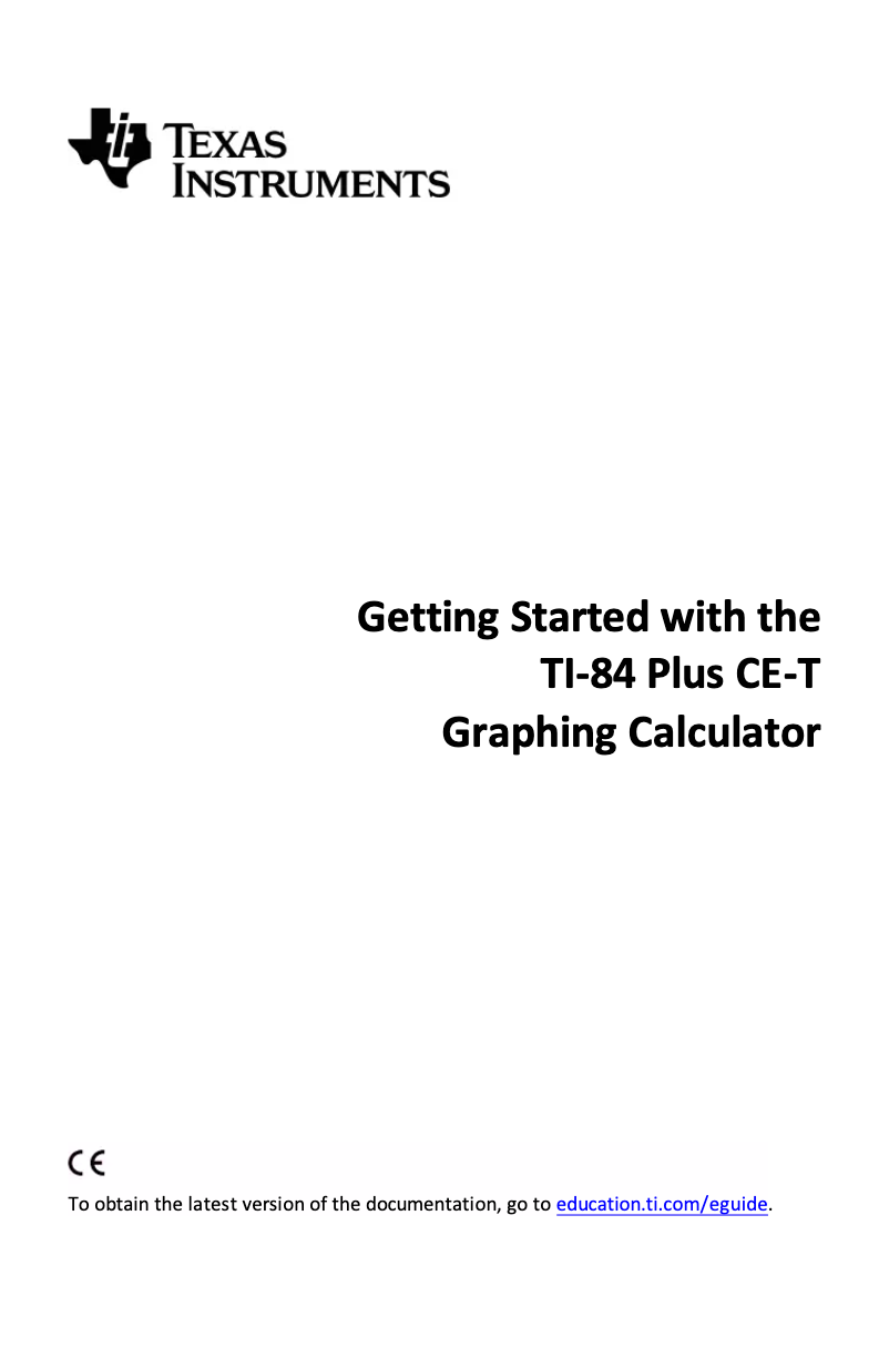 Imagen de la primera página del manual del dispositivo TI‑84 Plus CE-T