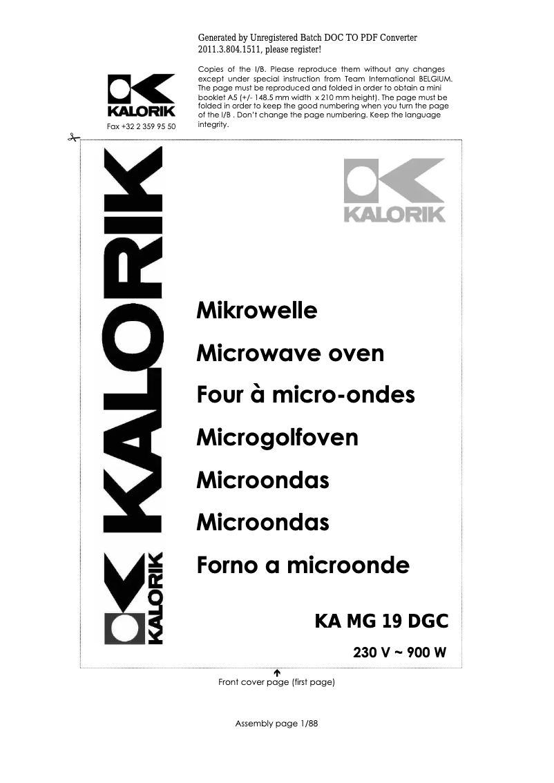 Página nº 1 - Manual de usuario Kalorik KA MG 19 DGC