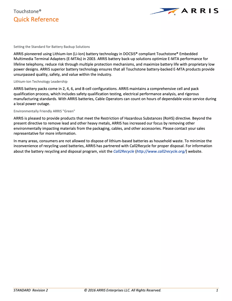 Imagen de la primera página del manual del dispositivo Touchstone BPB044S