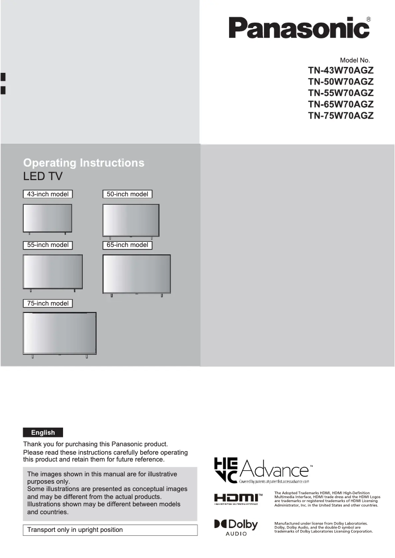 Página 1 del manual Manual de usuario Panasonic TN-43W70AGZ
