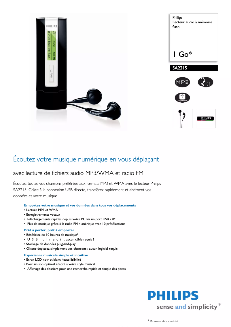 Imagen de la primera página del manual del dispositivo GoGear SA2215