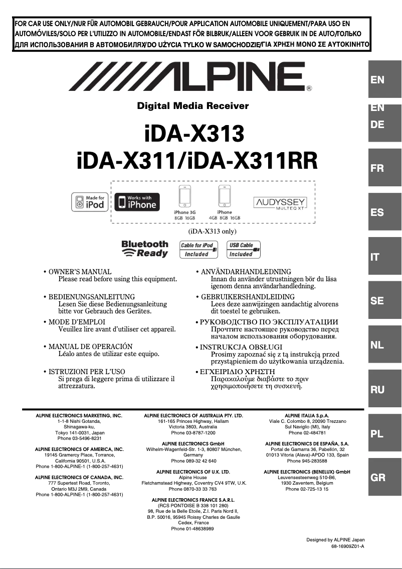 Imagen de la primera página del manual del dispositivo iDA-X311