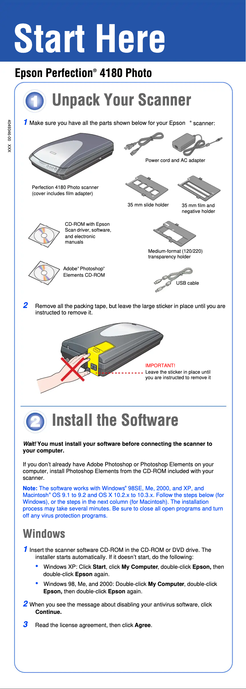 Página 1 del manual Manual de usuario Epson Perfection 4180 Photo