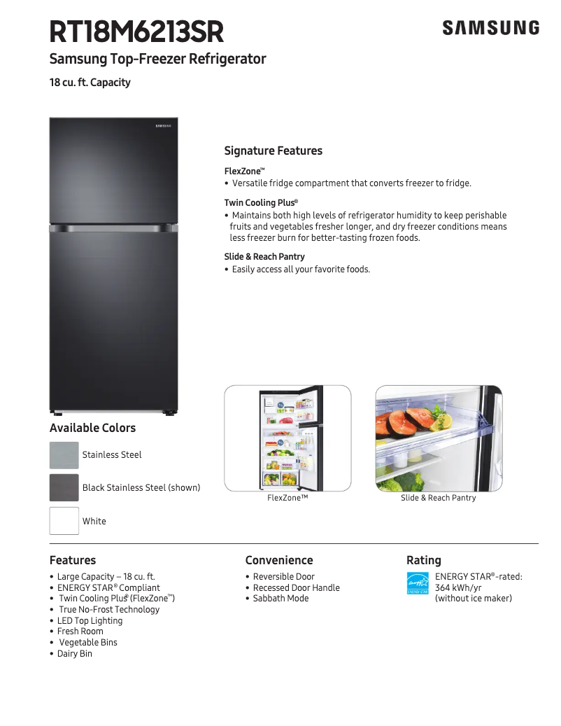 Página 1 del manual Ficha técnica Samsung RT21M6215SR