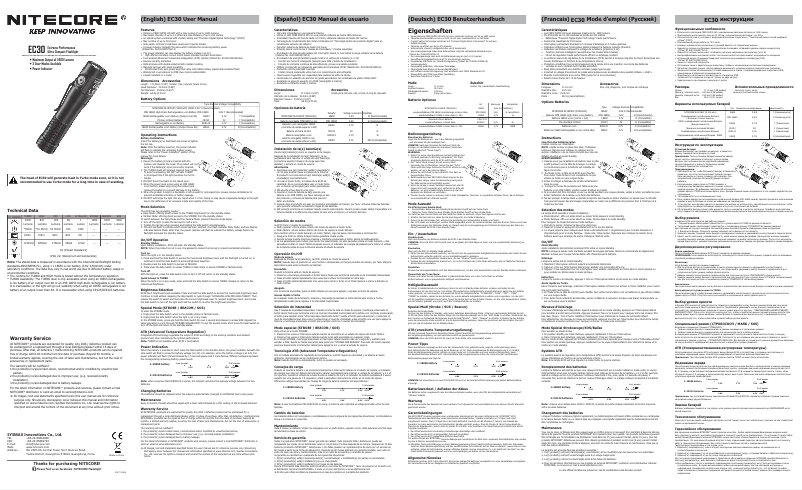 Página 1 del manual Manual de usuario Nitecore EC30