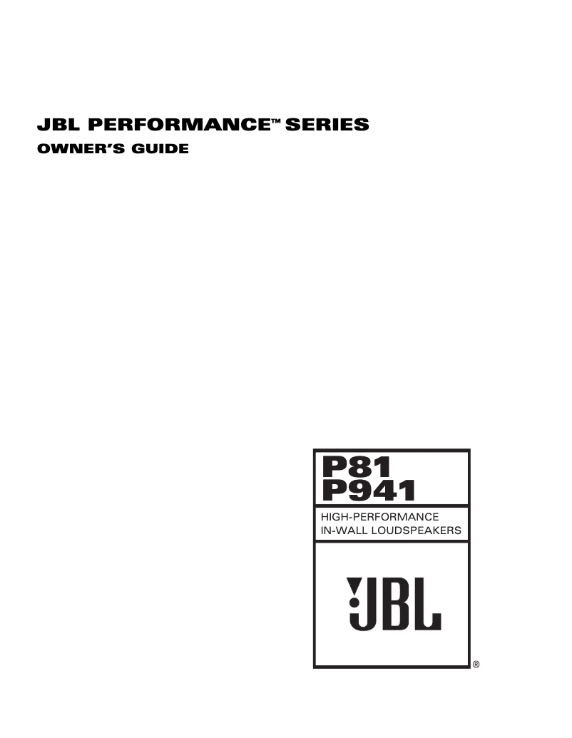 Página 1 del manual Manual de usuario JBL Performance P941