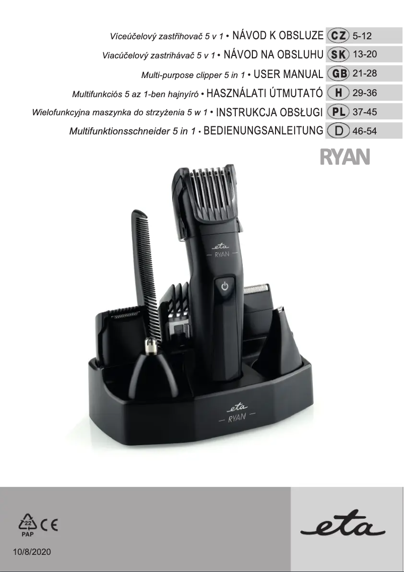 Imagen de la primera página del manual del dispositivo Ryan