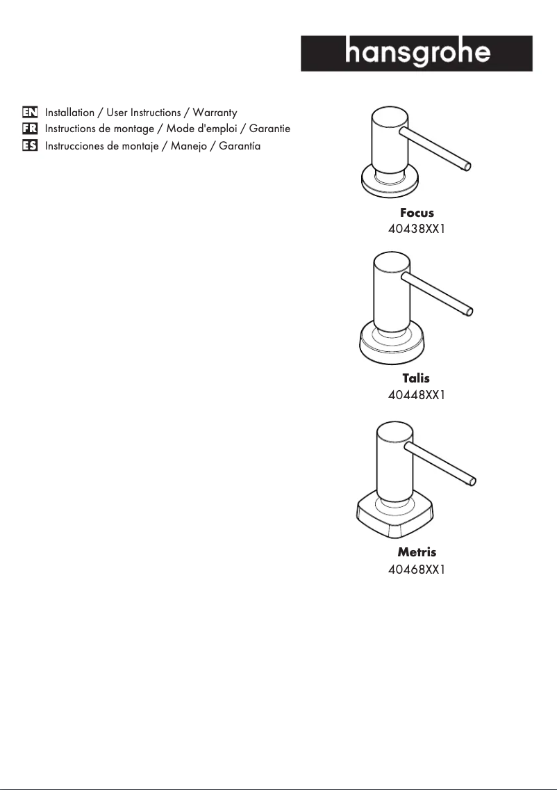 Página 1 del manual Manual de usuario Hansgrohe Talis 40448671