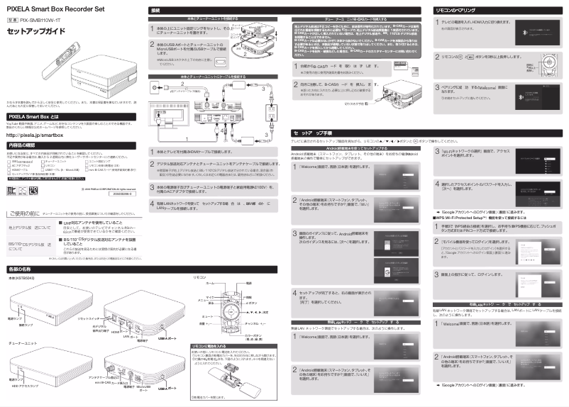 Imagen de la primera página del manual del dispositivo PIX-SMB110W-1T