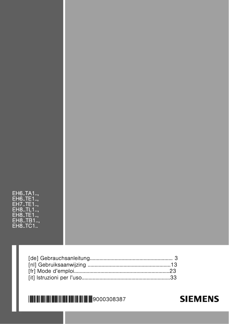 Página nº 1 - Manual de usuario Siemens EH801TB11