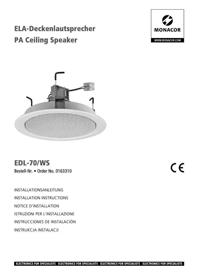 Imagen de la primera página del manual del dispositivo EDL-70/WS