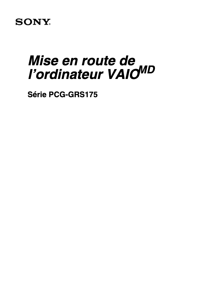 Imagen de la primera página del manual del dispositivo Vaio PCG-GRS175