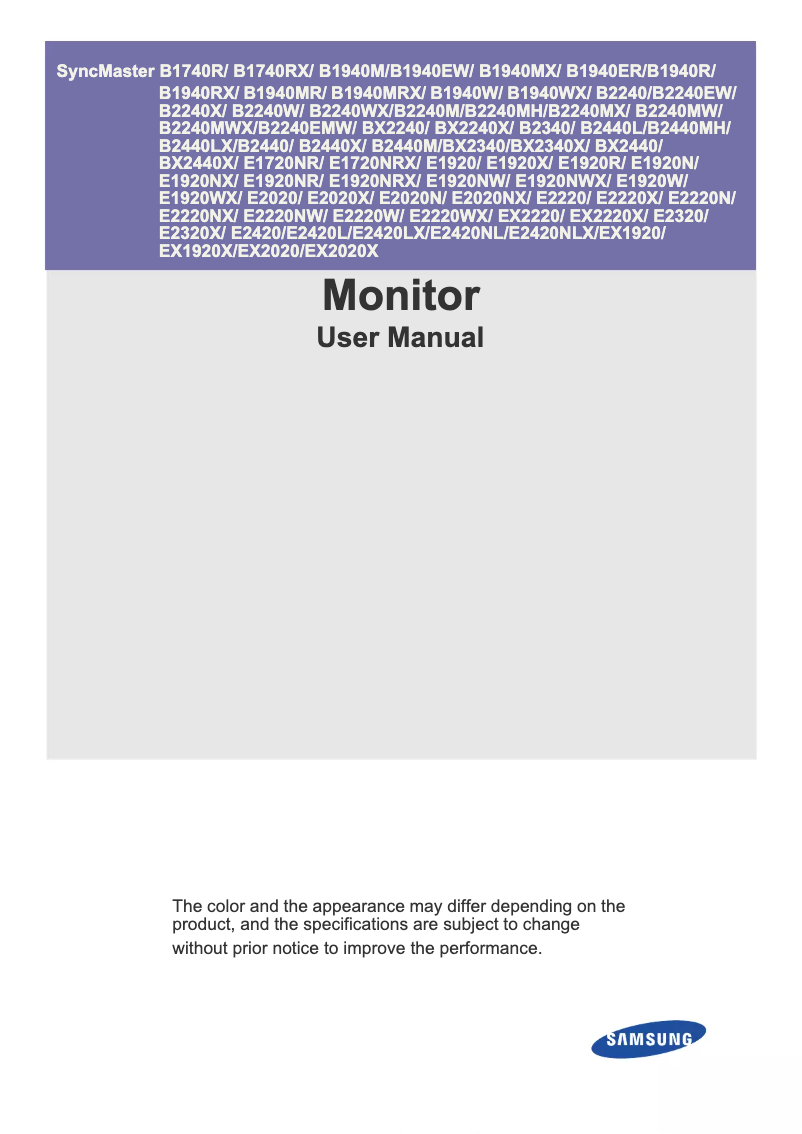 Página 1 del manual Manual de usuario Samsung SyncMaster B2240
