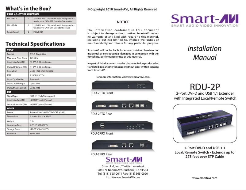 Página 1 del manual Manual de usuario Smart-AVI RDU-2PS