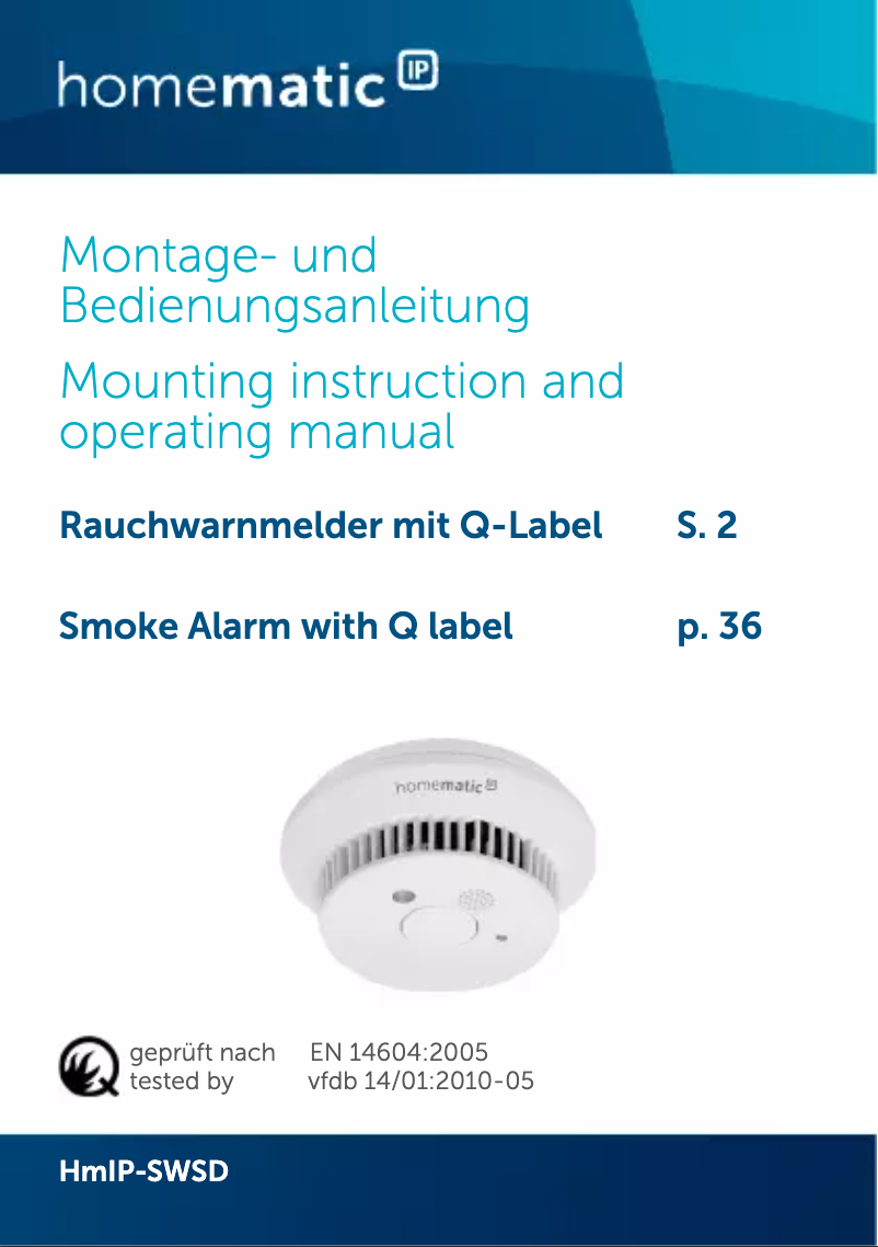 Imagen de la primera página del manual del dispositivo HMIP-SWSD