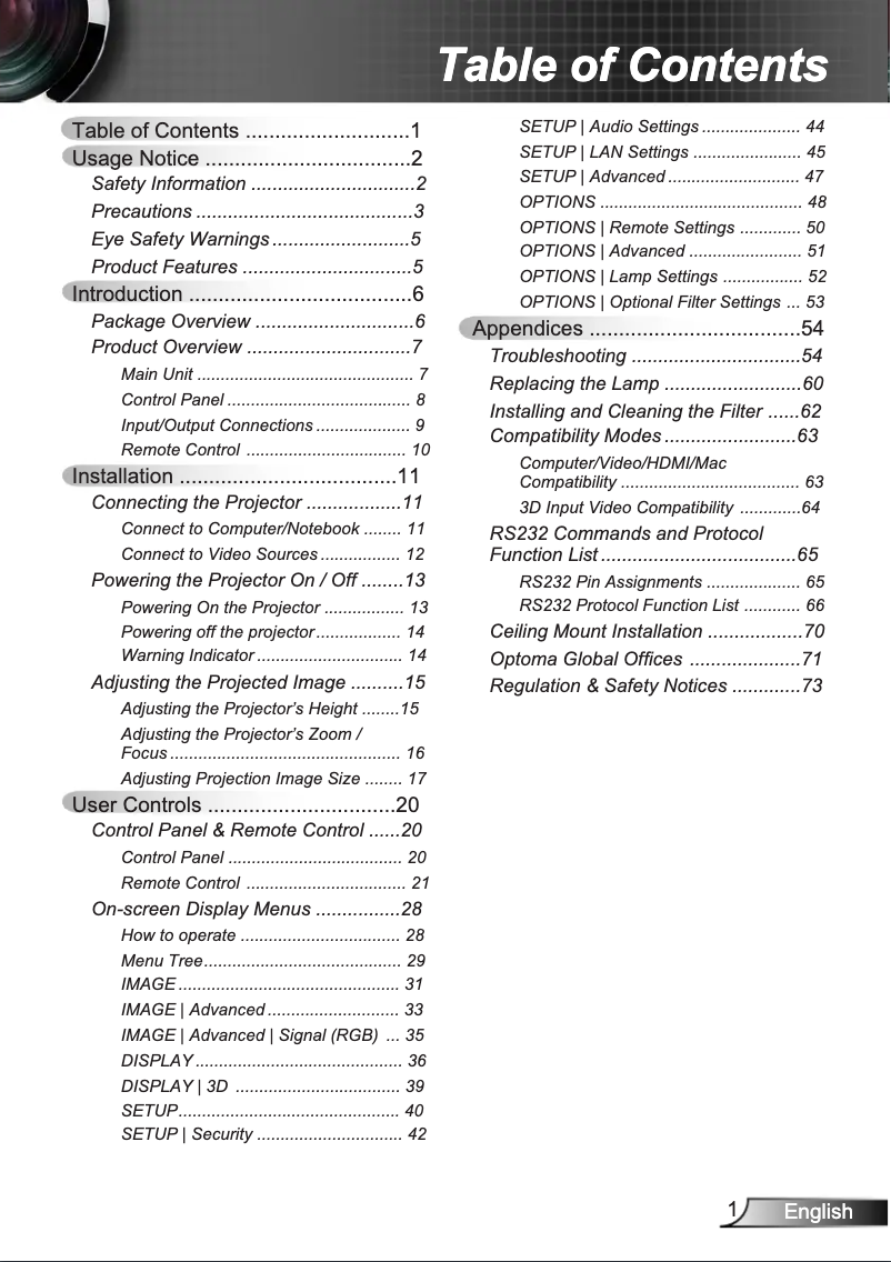 Página 1 del manual Manual de usuario Optoma X350
