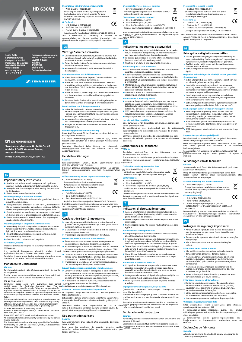 Página 1 del manual Manual de usuario Sennheiser HD 630VB