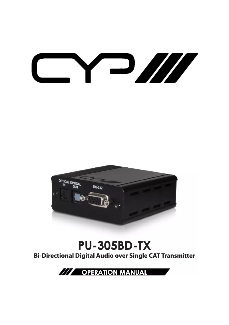 Imagen de la primera página del manual del dispositivo PU-305BD-TX