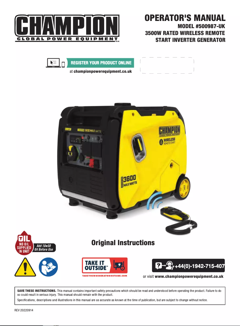 Imagen de la primera página del manual del dispositivo 500987-UK