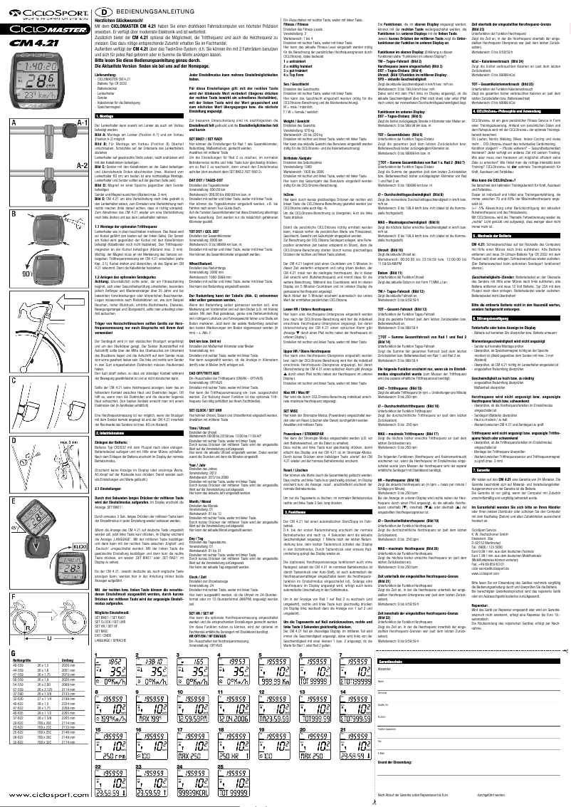Página nº 1 - Manual de usuario Ciclo Master CM 4.21