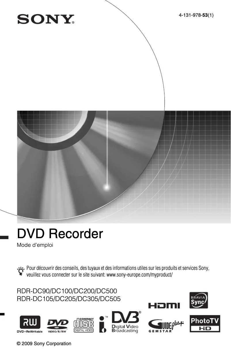 Imagen de la primera página del manual del dispositivo RDR-DC305