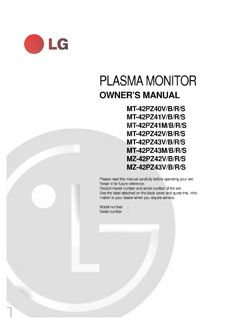 Página nº 1 - Manual de usuario LG MT-42PZ41V