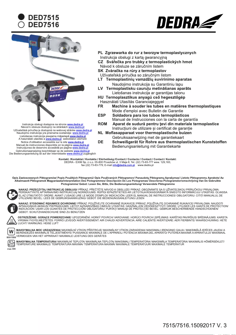 Imagen de la primera página del manual del dispositivo DED7515