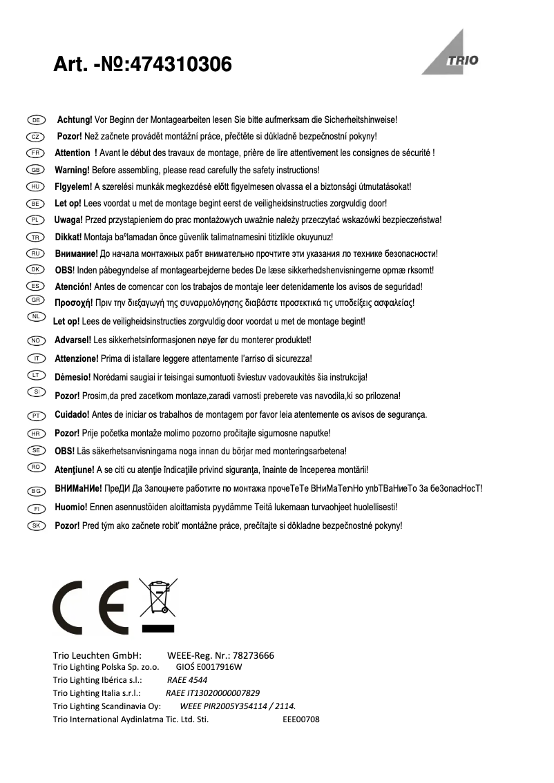 Imagen de la primera página del manual del dispositivo Corland 474310306