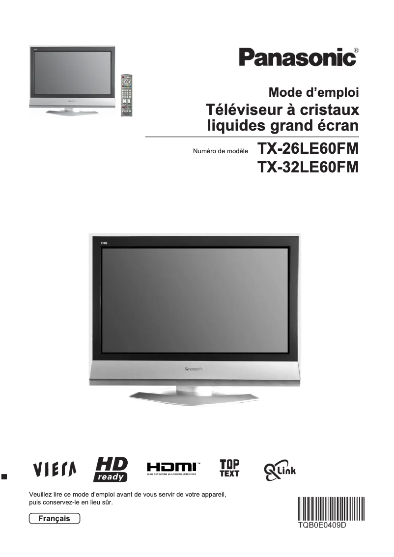 Página 1 del manual Manual de usuario Panasonic Viera TX-32LE60FM