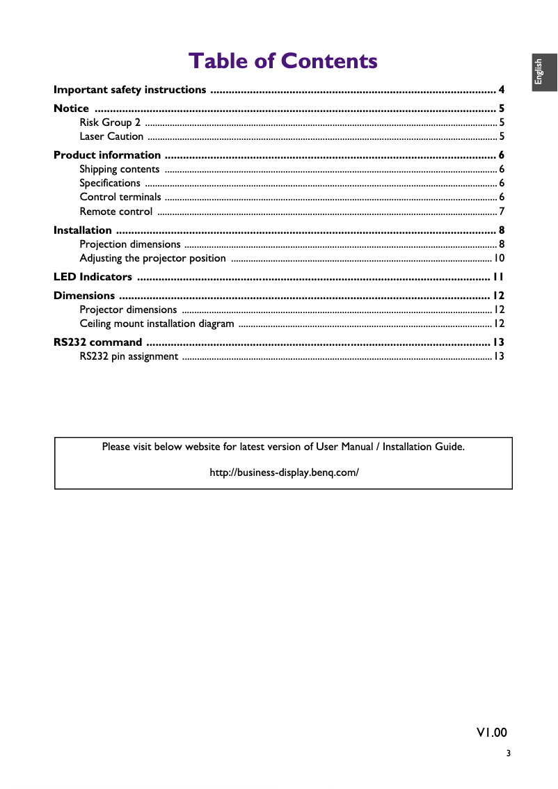 Página 1 del manual Manual de usuario BenQ LU935ST