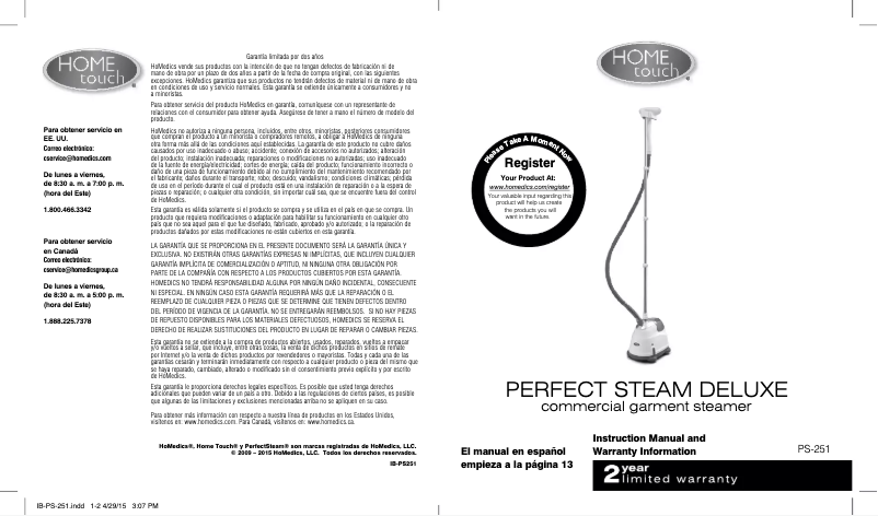 Página 1 del manual Manual de usuario Home Touch PS-251