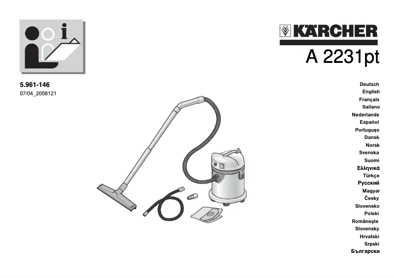 Página 1 del manual Manual de usuario Kärcher A 2231 pt