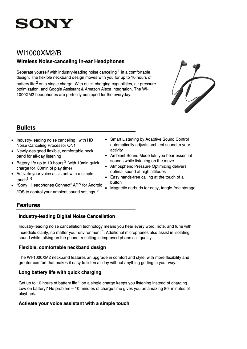 Imagen de la primera página del manual del dispositivo WF-1000XM2