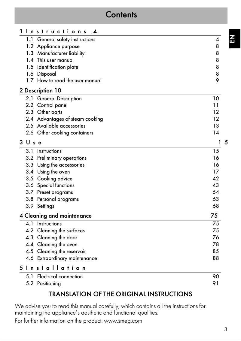 Página 1 del manual Manual de usuario Smeg SFA4104VCS
