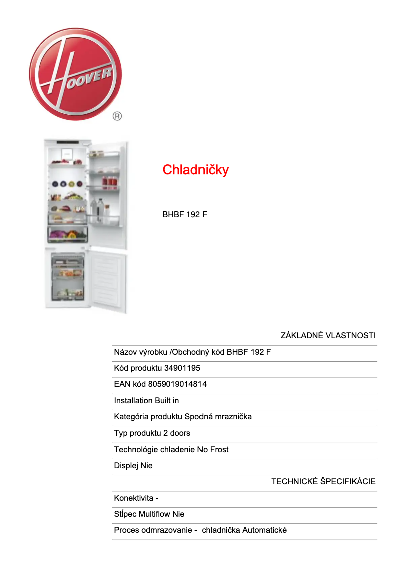 Imagen de la primera página del manual del dispositivo BHBF 192 F