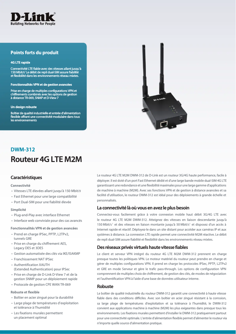 Imagen de la primera página del manual del dispositivo DWM-312