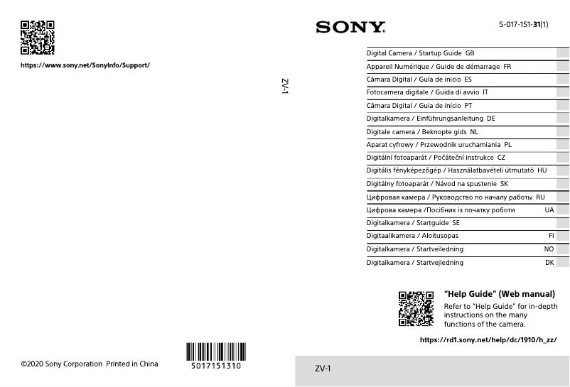 Página nº 1 - Manual de usuario Sony ZV-1