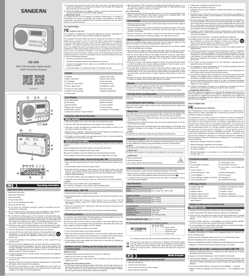 Imagen de la primera página del manual del dispositivo SG-104