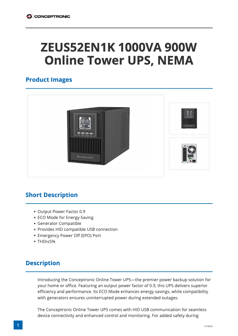 Imagen de la primera página del manual del dispositivo ZEUS52EN1K