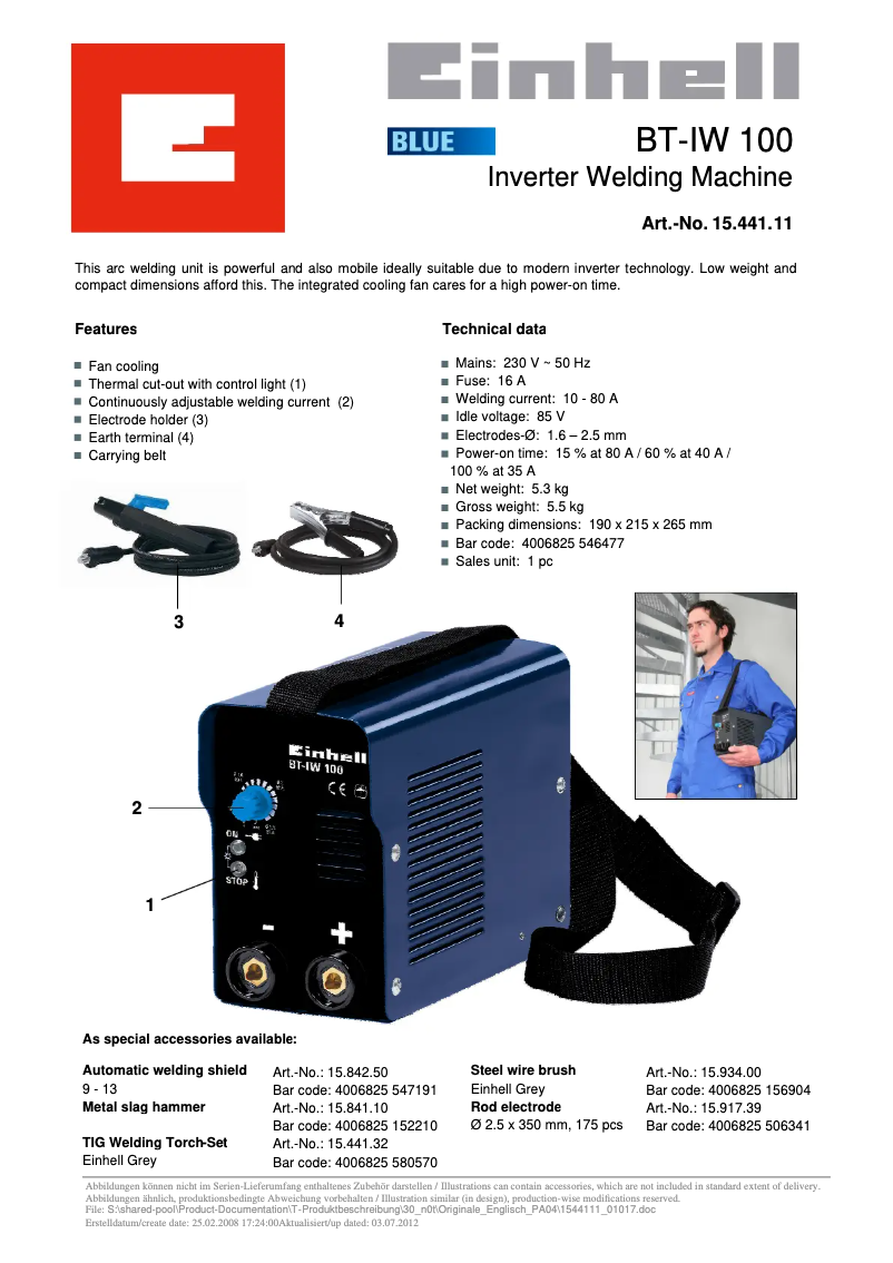 Imagen de la primera página del manual del dispositivo BT-IW 100